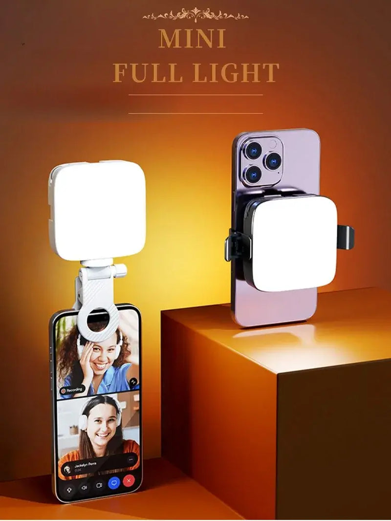 Compact LED Phone Light for Selfies, Rechargeable USB Clip-On Illumination for Mobile Devices and Daily Use