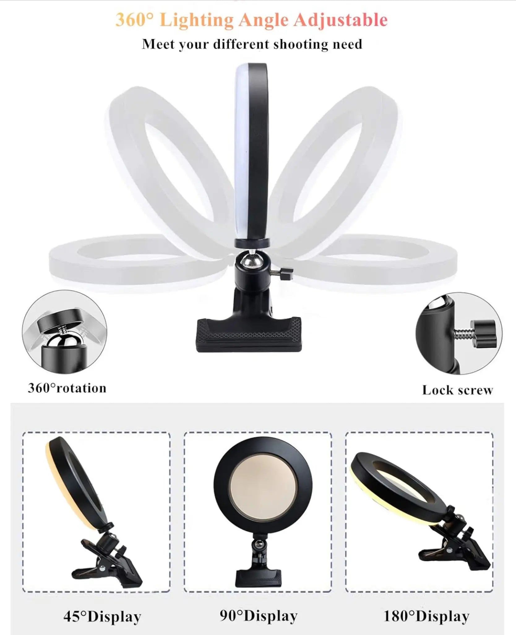 Universal LED Ring Light for Smartphones and Cell Phones, Portable Accessory for Mobile Content and Gaming