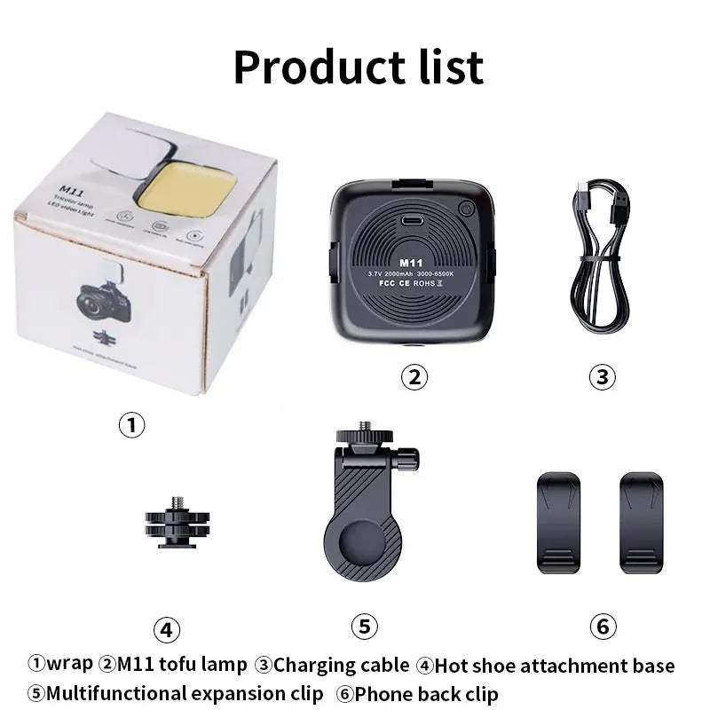 Compact LED Phone Light for Selfies, Rechargeable USB Clip-On Illumination for Mobile Devices and Daily Use