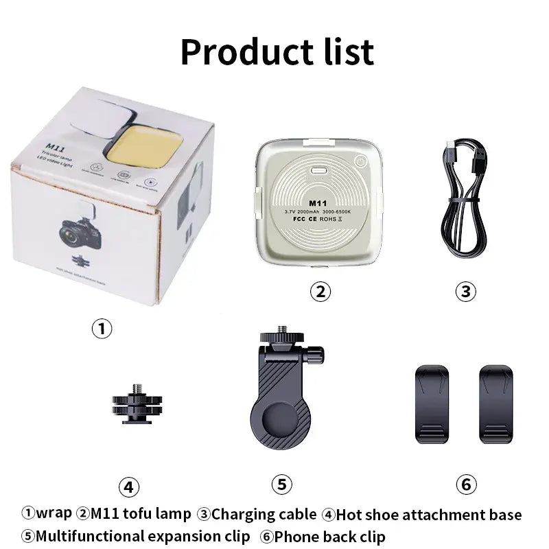 Compact LED Phone Light for Selfies, Rechargeable USB Clip-On Illumination for Mobile Devices and Daily Use
