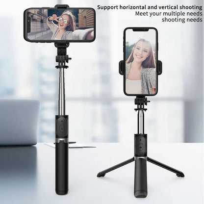41-Inch All-In-One Cell Phone Selfie Stick and Tripod Stand with Integrated Wireless Remote for iPhone and Android, Portable and Lightweight (Black)