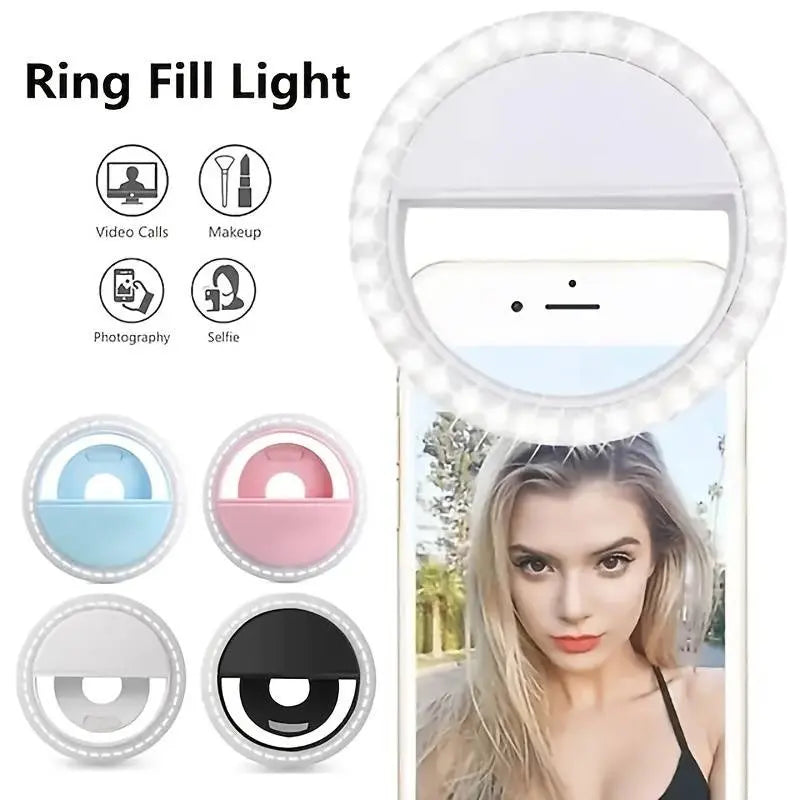 Compact LED Phone Light for Selfies, Rechargeable USB Clip-On Illumination for Mobile Devices and Daily Use