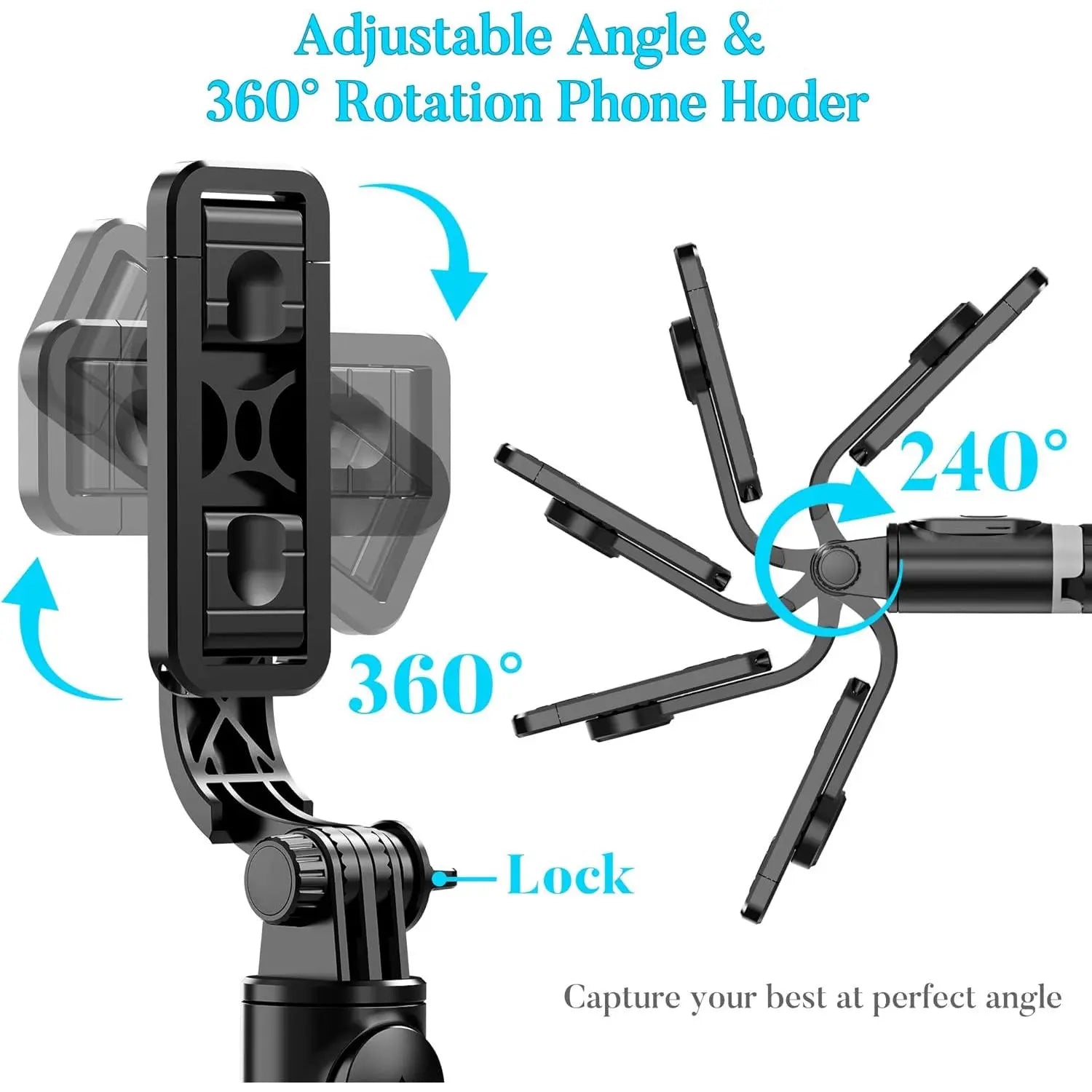 41-Inch All-In-One Cell Phone Selfie Stick and Tripod Stand with Integrated Wireless Remote for iPhone and Android, Portable and Lightweight (Black)