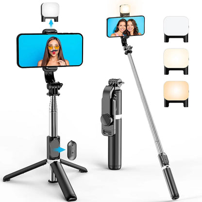 41-Inch All-In-One Cell Phone Selfie Stick and Tripod Stand with Integrated Wireless Remote for iPhone and Android, Portable and Lightweight (Black)