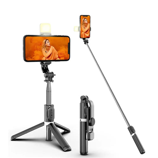 41-Inch All-In-One Cell Phone Selfie Stick and Tripod Stand with Integrated Wireless Remote for iPhone and Android, Portable and Lightweight (Black)