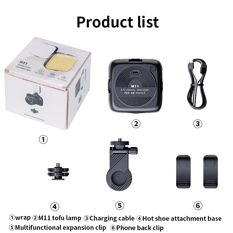 Compact LED Phone Light for Selfies, Rechargeable USB Clip-On Illumination for Mobile Devices and Daily Use