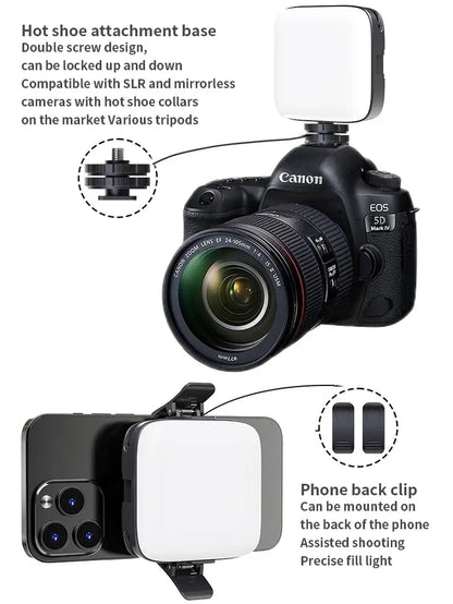 Compact LED Phone Light for Selfies, Rechargeable USB Clip-On Illumination for Mobile Devices and Daily Use